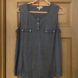 Faith and Joy Navy Striped Sleeveless Blouse